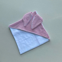 Peignoir de Bain Bébé à Capuche en Mousseline Éponge Douce et Absorbante, Couleur Unie, avec Oreilles de Lapin, en Bambou, Serviette de Bain Capuchon pour Bébé