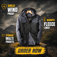 Veste bomber d'hiver coupe-vent pour homme, sportive, doublée de polaire, à capuche, grande taille