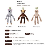 Jouet pour chien en peluche grande taille, design singe, son crépitant, interactif, anti-ennui, auto-entretenement pour chiens de taille moyenne à grande