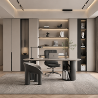 Ensemble bureau et étagère murale en bois courbé sur mesure, avec tiroirs, écologique, gain de place, moderne, pour bureau à domicile