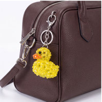 Colgante de Pato de Goma Amarillo con Cristales, Adorno de Bolso con Pato Adorable y Cuentas, Estilo Kawaii