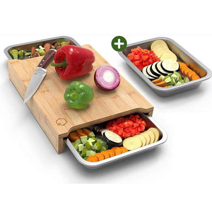 เขียงไม้ไผ่พร้อมถาดเลื่อน 2 ชั้น - Product Image 1