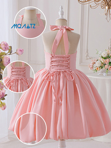 MQATZ Nuovo Elegante Abito Senza Schienale per Ragazze, Grazioso Vestito da Cerimonia per Bambine, Abito da Principessa con Fiori, Taglia Regolabile LP663 - Product Image 5