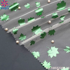 Nuovo 100% personalizzato in poliestere foglia d'acero perline Tulle tessuto a maglia a maglia tessuto di Base di tessuto abbigliamento Casual abito Casual - Product Image 1