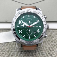 Montre chronographe à cadran vert avec chiffres arabes, mouvement original, cristal saphir, bracelet en cuir FS, montre sport pour homme