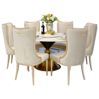 Table à manger en marbre de style européen simple et élégante, table de luxe légère, table tournante pour la maison, table de restaurant, chaise