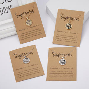 Nouveau <span class=keywords><strong>Jour</strong></span> et Nuit 12 Signe <span class=keywords><strong>Du</strong></span> Zodiaque Collier Plaqué Or <span class=keywords><strong>Horoscope</strong></span> Zodiaque Pendentif Collier avec <span class=keywords><strong>du</strong></span> Carton - Product Image 2