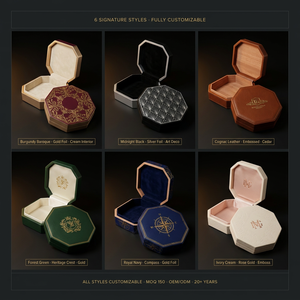 กล่องซิการ์แบบมีบานพับสุดหรู ลายฟอยล์ทองวินเทจ กล่องซิการ์ทำมือ รับทำโลโก้แบรนด์ตามสั่ง OEM - Product Image 5