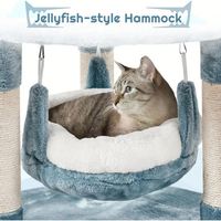 Arbre à chat multi-niveaux pliable, moderne, imperméable, pour le voyage, avec mobilier en peluche, comprenant Nid Bouche de requin, Perchoir Étoile de mer et Méduse