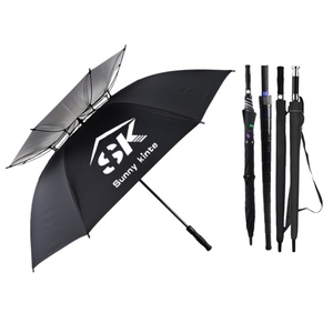 New Semi Automatic Integrated Canopy Straight <b>Umbrella</b> Golf Pongee Fabric Waterproof <b>Windproof</b> 130cm Outdoor Sports Protection - Product Image 2