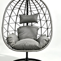 Balançoire suspendue moderne en rotin PE résistant aux UV, avec structure en acier robuste et coussin confortable, idéale pour l'extérieur, le jardin, le parc, l'hôtel
