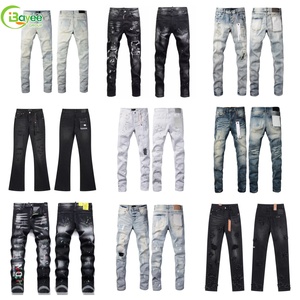 <span class=keywords><strong>Jeans</strong></span> pour hommes de <span class=keywords><strong>marque</strong></span>, personnalisés, blanc brut, bleu, brodés, en denim, noirs, effet usé, coupe slim - Product Image 2