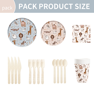 Juego de platos, servilletas y tenedores de papel con temática animal DAMAI para fiestas infantiles, vajilla desechable para celebraciones de cumpleaños. - Product Image 3