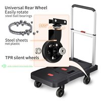 Práctico carro de empuje compacto de servicio pesado, plataforma, camión de mano, carro portátil, herramienta Industrial para el hogar completamente plegada, OEM