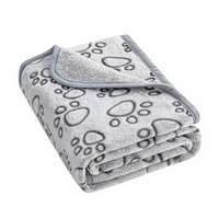 Selimut Hewan Peliharaan Desain Cetak Cakar Bunga, Bahan Polyester Bernapas dan Hangat, Dapat Dicuci, Alas Kucing Anjing, Karpet Flanel Timbul, Produk Terlaris