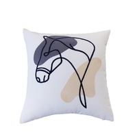 Housse de coussin décorative texturée brodée blanche motif géométrique carré bohème abstrait animal chat pour chaise, canapé, lit, hôpital