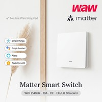 Interrupteur intelligent WiFi Matter 86x86mm 10A AC90-250V 1/2/3 voies, norme EU/UK, certifié CE, compatible avec Alexa, HomeKit, Google Home