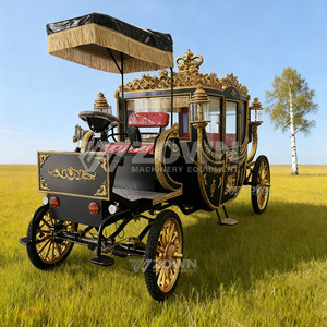 Chariot photo de mariage extérieur électrique noir mat doré, avec toit à franges, pneus antidérapants et alimentation au lithium - Product Image 1