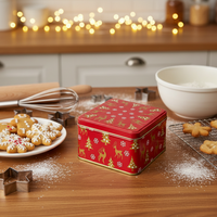 Boîte à biscuits carrée de Noël JH, qualité excellente, pour cadeaux, biscuits, gâteaux