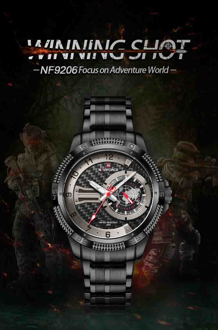 NAVIFORCE NF9206 luxury gold men quartz watch stylish stainless steel strap Waterproof date display Minimalist business watch