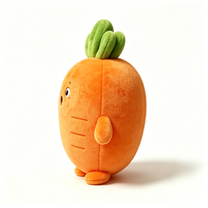 Peluche de carotte ronde personnalisable avec bras et jambes, coussin en peluche de carotte orange doux avec feuilles - Product Image 4