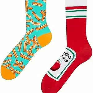 AB Thiết Kế Vui Sáng Tạo Mới Lạ Nước Sốt Cà Chua Khoai Tây Chiên Crew Socks Cho Nam Giới Phụ Nữ - Product Image 1