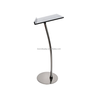 Lucite acrylique noir Podium chaire pupitre plate-forme de podium incurvée La partie centrale en acrylique est faite de podium en plexiglas en acier