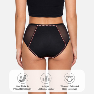 Braguitas Menstruales OEM de Estilo Básico para Flujo Abundante, Cintura Media, Laterales de Malla Transparente, Transpirables, a Prueba de Fugas, para Uso Diario - Product Image 3