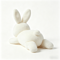 Peluche lapin douce pour s'allonger, faible MOQ, avec logo personnalisé brodé, en polyester, pour anniversaire, vente en gros