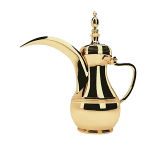 Gold Finished Handmade Contemporary Style Arabic Dallah Best Selling Mirror Polished Kitchenware Tea and Coffee Pot