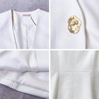 Blazer blanc personnalisé à un bouton, col en V, manches longues, coupe ajustée, veste de bureau OEM