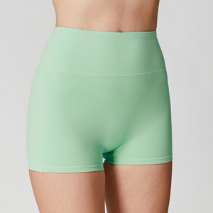 Pantaloncini da allenamento a vita alta Beauty Butt Lines Backside tinta unita senza linee imbarazzanti fascia di controllo della pancia anteriore Yoga Bikers - Product Image 3