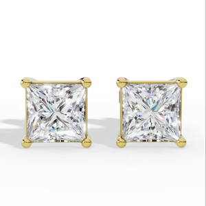Elegant 5.5mm Princess Cut <b>Stud</b> <b>Earrings</b> Square Solitaire Design IGI Certified <b>Fine</b> Jewelry 925 Silver Women Minimal Daily Wear - Product Image 1