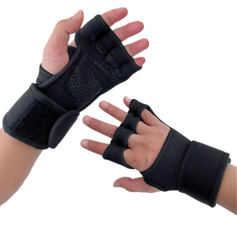 Neoprene Padded Weight Lifting Gloves Wrist Wrap Gloves for Athletes Gym Cycling Sports with Full Palm Protection Wrist Support