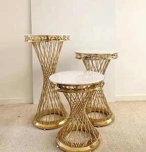 Mesa Soporte para Pastel de Boda Oro Moderno de Lujo con Cubierta de Mármol para Tartas Decoradas y Mesa de Dulces para Bodas - Product Image 3