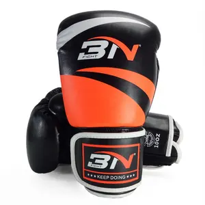 BN Orange Customized PU Leather Boxing Gloves Guante De Boxeo for Karate Taekwondo Muay Thai Sparring MMA Gloves