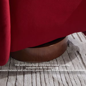 Poltrona Girevole Moderna in Velluto, Sedia Imbottita a Forma di Zucca con Base in Legno Massello per <span class=keywords><strong>Soggiorno</strong></span>, Camera da Letto e <span class=keywords><strong>Salotto</strong></span> - Product Image 5