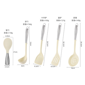 Juego de espátula y cuchara de silicona de acero inoxidable, 2 piezas, utensilios de cocina resistentes al calor para freír en sartén antiadherente - Product Image 3