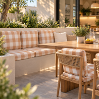 Coussin de chaise de bistrot amovible en cannage, motif pied-de-poule caramel, idéal pour brunch, thé, déjeuner, jardin, barbecue