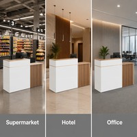 Comptoir de réception mobile moderne avec roulettes verrouillables, structure stable, surface imperméable pour hôtels et centres commerciaux