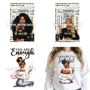 Autocollants DTF thermocollants lavables « Black Boss Lady » et « God's Girl » avec citations religieuses et d'affirmation biblique, prêts à presser sur textiles - Product Image 1