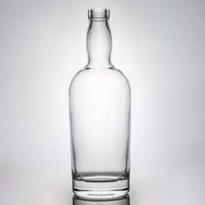 Produits de haute qualité dans différentes formes rondes Vodka Whisky Tequila Rhum Gin Brandy Bouteille en verre