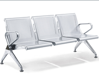 Chaise d'attente confortable et moderne en acier chromé de haute qualité, 1/2/3 places, pour hôpital, gare, réception, banquette d'attente