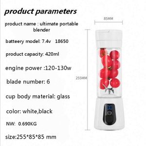 Licuadora Portátil Recargable USB de Última Generación, 7.4v y 6 Cuchillas, Licuadora Portátil para Smoothies, Mezcladora de Frutas, Exprimidor - Product Image 4
