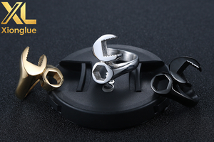 Bague unisexe pour motard, design unique, style clé à molette, poli miroir, plaqué or 18K et or 10K, bijou cadeau - Product Image 4