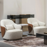 Fauteuil pivotant en velours écologique fait main de luxe avec garniture dorée, chaise de loisirs ergonomique pour salon, bureau à domicile, villa