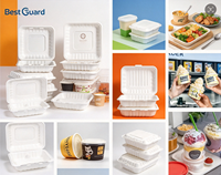Boîte alimentaire jetable carrée à couvercle articulé, style américain, série Best Guard, en MFPP, avec compartiments, en carton, pour plats à emporter