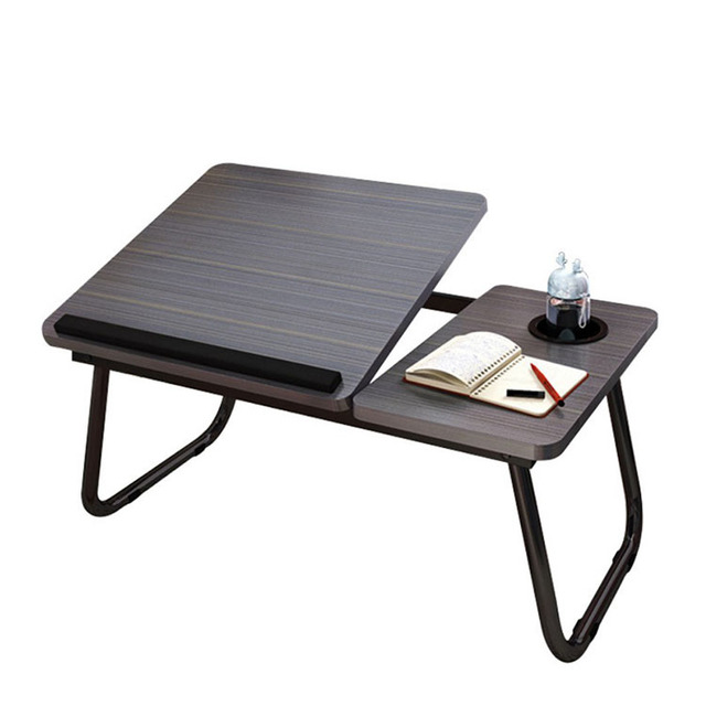 Wholesale Bamboo Laptop Floor Desk Multi-function Folding Table Adjustable Portable Computer Desk Bed Desk with Drawer Tray