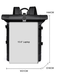 15.6" Unisex Waterproof PU Laptop <b>Backpack</b> Polyester Zipper Closure Large Capacity Eco-Friendly Arcuate Shoulder <b>Strap</b> Outdoor - Product Image 4
