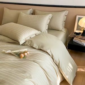 <span class=keywords><strong>Copripiumino</strong></span> in cotone satinato Jacquard Set morbido <span class=keywords><strong>singolo</strong></span> doppio regina King taglie Design semplice per la casa hotel per tutte le stagioni biancheria da letto - Product Image 1